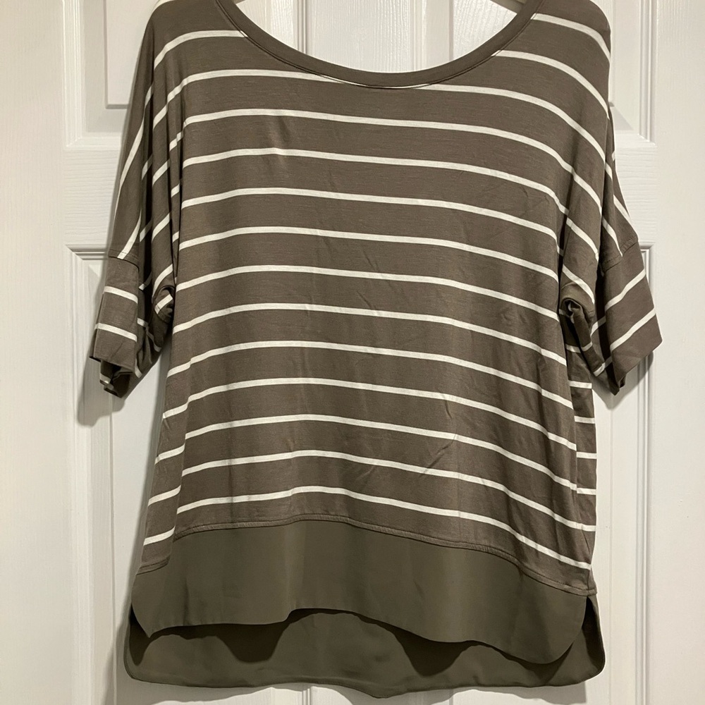 Striped Olive Green Women's Top